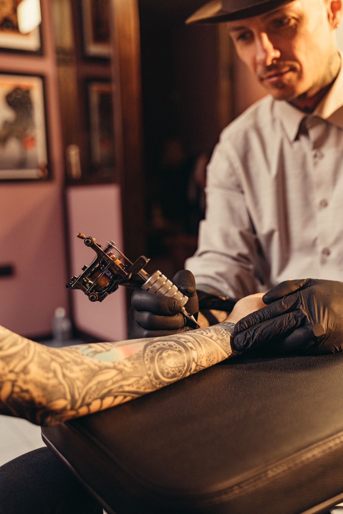 A tattoo artist at work